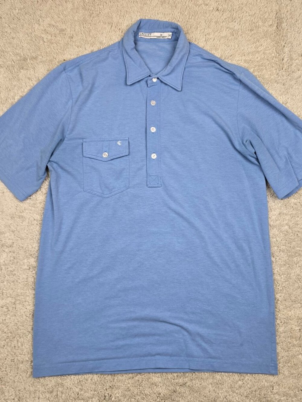 Criquet Mens Short Sleeve Pima Cotton Polo Shirt Blue Size Medium M USA Golf